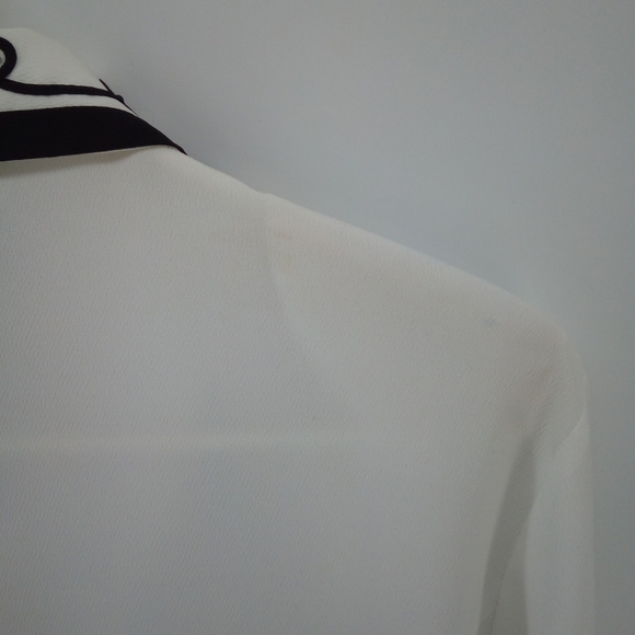 Vintage Beaded Black White Formal Blouse Shoulder Pads Tess 14 - Picture 8 of 9